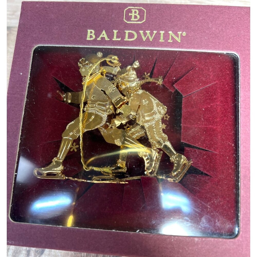 Baldwin 24K Gold Plated Ice Skaters Collectible Sculpture Art Figurine